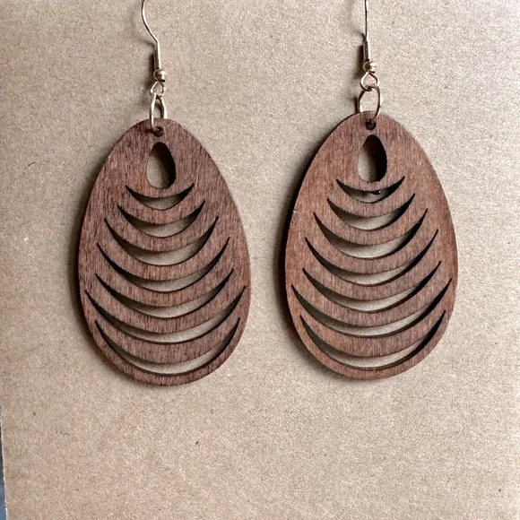 Bohemian Wooden Earrings - Picture 1 of 4